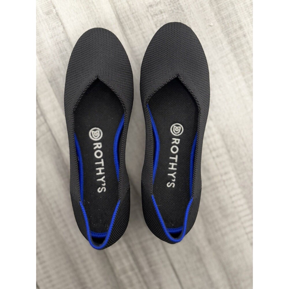 Rothy's The Flat Round Toe Black Shoes Women Size 7 Slip On Classic Stretch